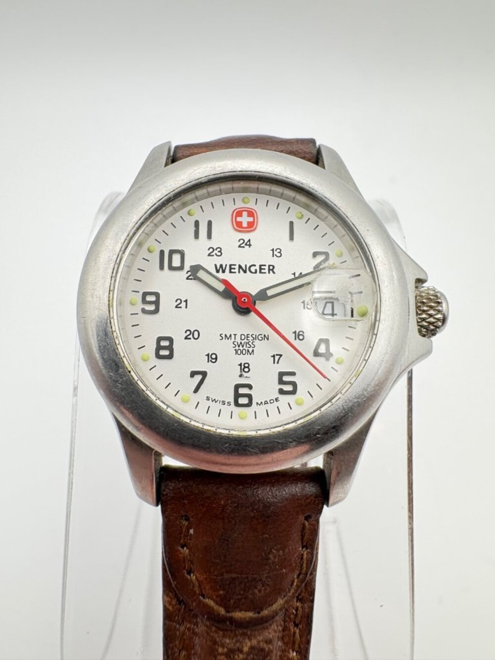 Wenger SMT Design Swiss Military Watch 093.0462 White Dial Leather 30mm